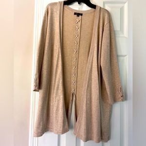 Soft creamy beige cardigan with nice detail on sleeves and back, size 1X